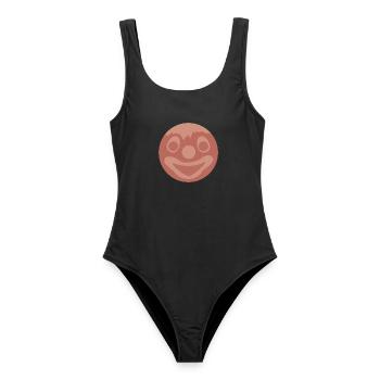 Gesichtswurst Shirt | Lustiges Wurst-Gesicht - Frauen Badeanzug - Schwarz - Vorne - AI Model Female 172 light (172cm)