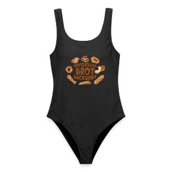OFFIZIELLES BACKSHIRT BROT BÄCKER - Frauen Badeanzug - Schwarz - Vorne - AI Model Female 172 light (172cm)