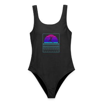 Vaporwave Stabhochspringer Leichtathletik Stabhoch - Frauen Badeanzug - Schwarz - Vorne - AI Model Female 172 light (172cm)