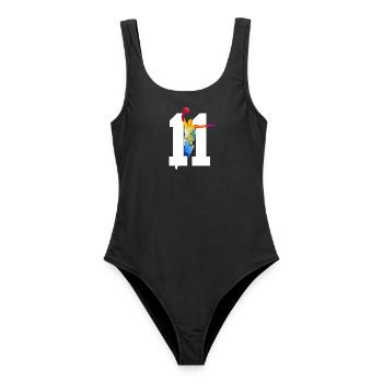 NUMMER 11 BASKETBALL 11. GEBURTSTAG - Frauen Badeanzug - Schwarz - Vorne - AI Model Female 172 light (172cm)