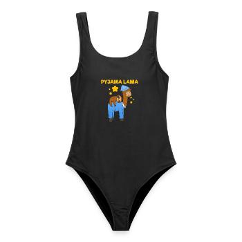 Pyjama Lama Sloth Süß Pijama Schlafanzug - Frauen Badeanzug - Schwarz - Vorne - AI Model Female 172 light (172cm)