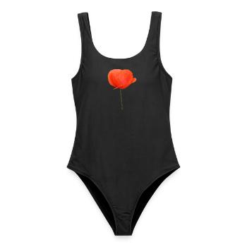 Mohnblume Mohn Klatschmohn - Frauen Badeanzug - Schwarz - Vorne - AI Model Female 172 light (172cm)