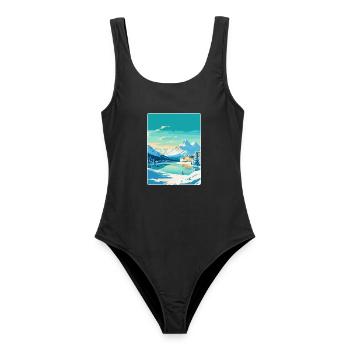 St Moritz Switzerland Vintage Travel Poster WPA - Women's Swimsuit - black - Front - AI Model Female 172 light (172cm)