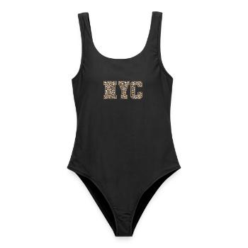 New York Leo Muster - Frauen Badeanzug - Schwarz - Vorne - AI Model Female 172 light (172cm)