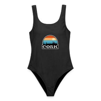 Cork Irland Flagge Skyline Reise-Souvenir - Frauen Badeanzug - Schwarz - Vorne - AI Model Female 172 light (172cm)