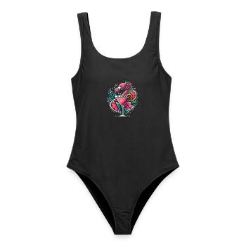 Flamingo Cocktail Logo - Frauen Badeanzug - Schwarz - Vorne - AI Model Female 172 light (172cm)