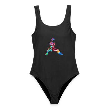 Gelassener Tai Chi Meditierender - Frauen Badeanzug - Schwarz - Vorne - AI Model Female 172 light (172cm)