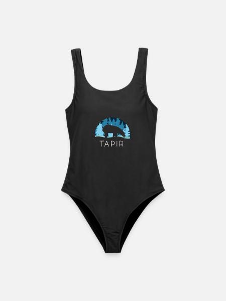 Neugieriger Tapir Weihnachtszauber - Frauen Badeanzug - Schwarz