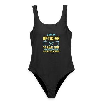 Ich bin ein Optiker Brillenflüsterer Optometrie - Frauen Badeanzug - Schwarz - Vorne - AI Model Female 172 light (172cm)