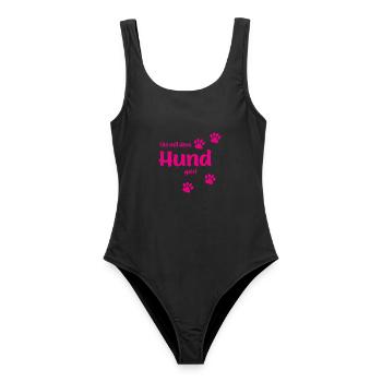 Die Mit Dem Hund Geht - Pink Edition Hundefan.Shop - Frauen Badeanzug - Schwarz - Vorne - AI Model Female 172 light (172cm)