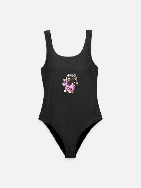 Einhorn und Sensenmann Geschenk - Frauen Badeanzug - Schwarz