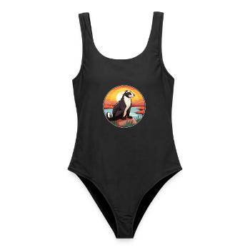 Stinktier buntes Aquarell Cartoon Kawaii Tier - Frauen Badeanzug - Schwarz - Vorne - AI Model Female 172 light (172cm)