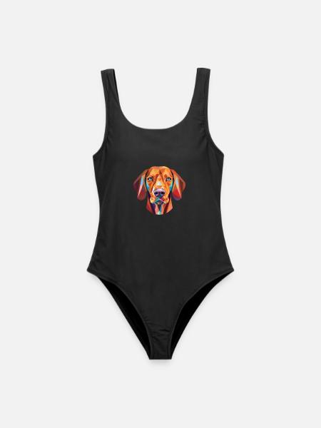 Ungarische Vizsla Hunderasse Aquarell Illustration - Frauen Badeanzug - Schwarz