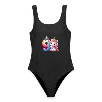 NUMBER 9 YEARS UNICORN 9TH BIRTHDAY - Women's Swimsuit - black - Front - AI Model Female 172 light (172cm)