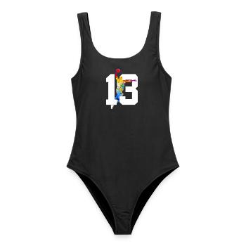 NUMBER 13 BASKETBALL 13TH BIRTHDAY - Women's Swimsuit - black - Front - AI Model Female 172 light (172cm)