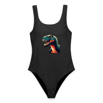 Dinosaurier Cartoon Figur Buntes Haustier Tier - Frauen Badeanzug - Schwarz - Vorne - AI Model Female 172 light (172cm)