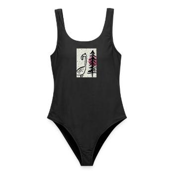 Handmade Illustration Art Flamingo - Frauen Badeanzug - Schwarz - Vorne - AI Model Female 172 light (172cm)