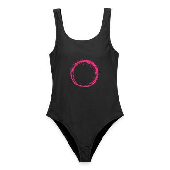 Circle pink - Women's Swimsuit - black - Front - AI Model Female 172 light (172cm)