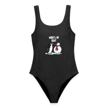 Frostiger Pinguin Polarexpedition - Frauen Badeanzug - Schwarz - Vorne - AI Model Female 172 light (172cm)