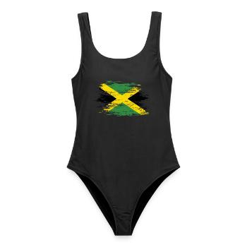 Jamaica flag used - Women's Swimsuit - black - Front - AI Model Female 172 light (172cm)