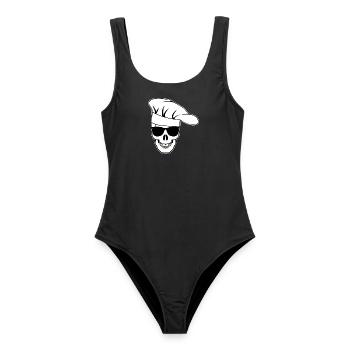 Skull with sunglasses chef's hat - Women's Swimsuit - black - Front - AI Model Female 172 light (172cm)