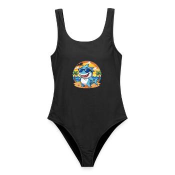 Hai Lustige Cartoon Sommer Strand Sonnenbrille - Frauen Badeanzug - Schwarz - Vorne - AI Model Female 172 light (172cm)