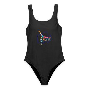 Sanfte Pilates Trainingseinheit - Frauen Badeanzug - Schwarz - Vorne - AI Model Female 172 light (172cm)