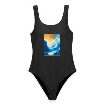 Bodo Norwegen Vintage Reiseposter WPA Kunst Souvenir - Frauen Badeanzug - Schwarz - Vorne - AI Model Female 172 light (172cm)