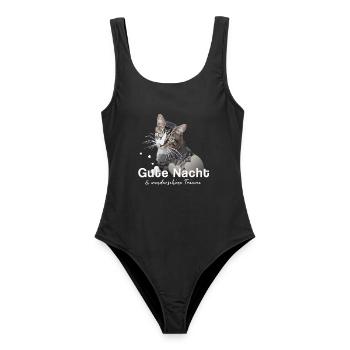 Gute Nacht Shirt Schlafshirt - Frauen Badeanzug - Schwarz - Vorne - AI Model Female 172 light (172cm)