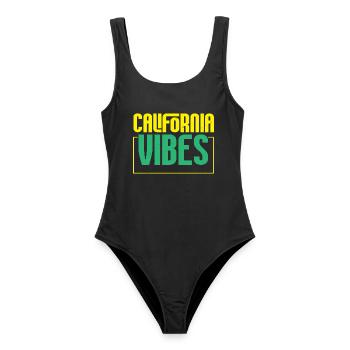 California Vibes USA Bundesstaat Amerika Kaliforni - Frauen Badeanzug - Schwarz - Vorne - AI Model Female 172 light (172cm)