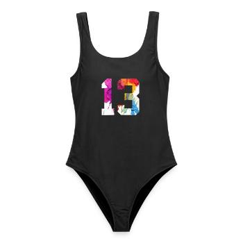 COLORED NUMBER 13 COLORFUL 13TH BIRTHDAY - Women's Swimsuit - black - Front - AI Model Female 172 light (172cm)