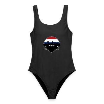 Almere Niederlande Flagge Skyline Silhouette Travel - Frauen Badeanzug - Schwarz - Vorne - AI Model Female 172 light (172cm)