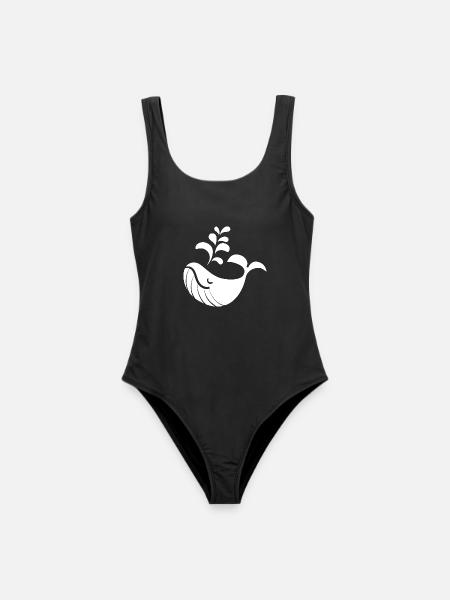 Wal mit Wasserstrahl-Design - Frauen Badeanzug - Schwarz