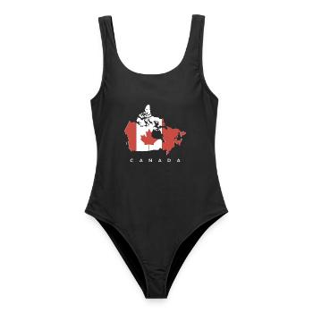 Canada silhouette with maple leaf - Women's Swimsuit - black - Front - AI Model Female 172 light (172cm)