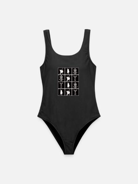 checker Camargue gardianer Dreizackkreuz - Frauen Badeanzug - Schwarz
