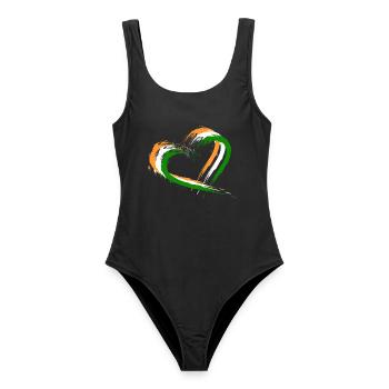 Herz Bürste Flagge Indien Design Neu Vektor Fahne - Frauen Badeanzug - Schwarz - Vorne - AI Model Female 172 light (172cm)