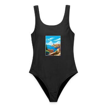 Dubrovnik Kroatien Vintage Reiseposter Souvenir - Frauen Badeanzug - Schwarz - Vorne - AI Model Female 172 light (172cm)