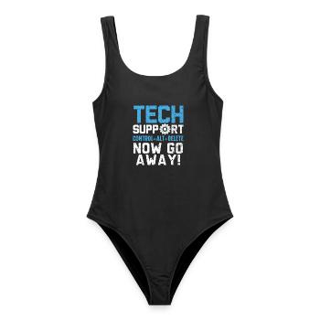 Tech Support Control + Alt + Delete Now Go Away - Frauen Badeanzug - Schwarz - Vorne - AI Model Female 172 light (172cm)