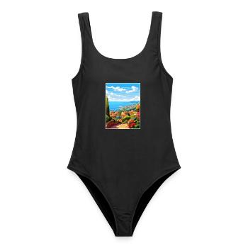 Cote D Azur Frankreich Vintage Reiseposter Souvenir - Frauen Badeanzug - Schwarz - Vorne - AI Model Female 172 light (172cm)