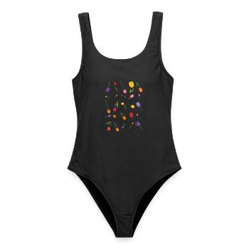 Flowers - Women's Swimsuit - black - Front - AI Model Female 172 light (172cm)