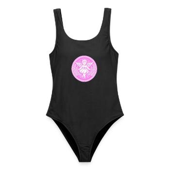 Schutzengel Logo - Frauen Badeanzug - Schwarz - Vorne - AI Model Female 172 light (172cm)