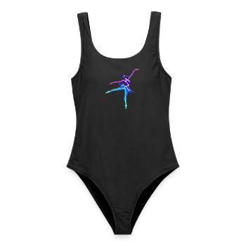 Tänzer - Frauen Badeanzug - Schwarz - Vorne - AI Model Female 172 light (172cm)