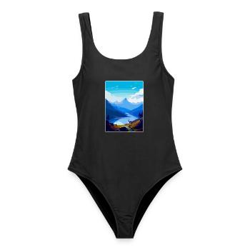 Snowdon Wales Uk Vintage Reiseposter Souvenir - Frauen Badeanzug - Schwarz - Vorne - AI Model Female 172 light (172cm)