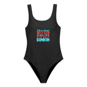Badminton - Frauen Badeanzug - Schwarz - Vorne - AI Model Female 172 light (172cm)