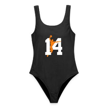 NUMMER 14 BASKETBALL 14. GEBURTSTAG - Frauen Badeanzug - Schwarz - Vorne - AI Model Female 172 light (172cm)