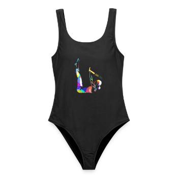 Geschmeidige Pilates Rumpfkraft - Frauen Badeanzug - Schwarz - Vorne - AI Model Female 172 light (172cm)