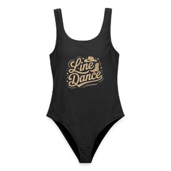 Line Dance mein Hobby - meine Passion - mein Ding - Frauen Badeanzug - Schwarz - Vorne - AI Model Female 172 light (172cm)