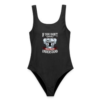 Cool Boxer Statement Dire le cadeau du propriétaire du chien - Maillot de bain femme - noir - Devant - AI Model Female 172 light (172cm)