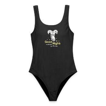 schafbock good night Schaf Schlafshirt - Frauen Badeanzug - Schwarz - Vorne - AI Model Female 172 light (172cm)