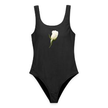 weiße Rose weiße Blume - Frauen Badeanzug - Schwarz - Vorne - AI Model Female 172 light (172cm)